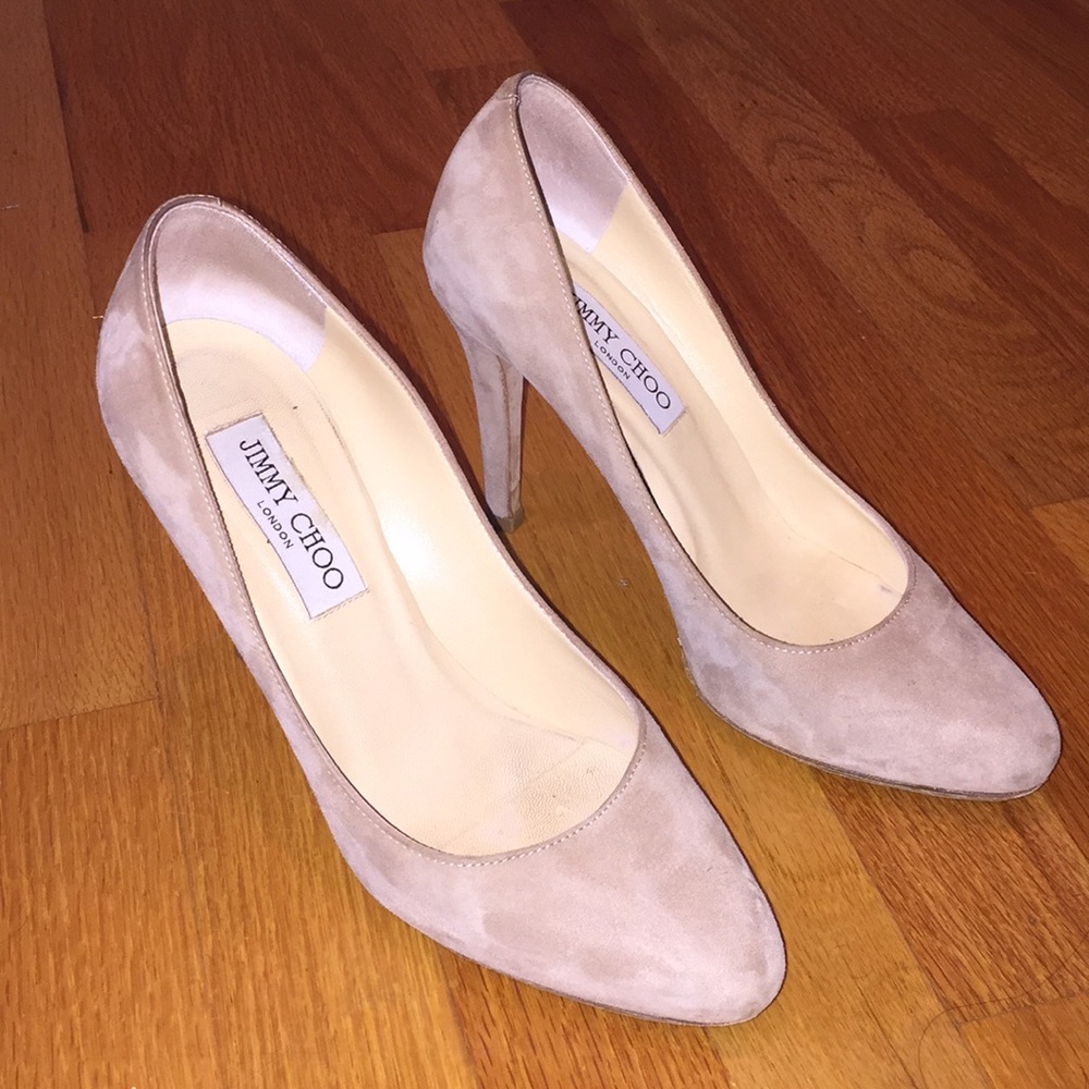 Jimmy Choo Nude Suede Pumps